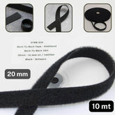 10 meters 20mm Black Back to Back Hook & Loop Tape (Velcro back to back) #HNL503 - ACCESSOIRES LEDUC BV